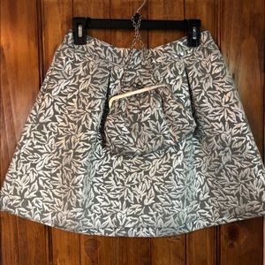 Metallic Silver Leaf Skirt & Clutch Set
